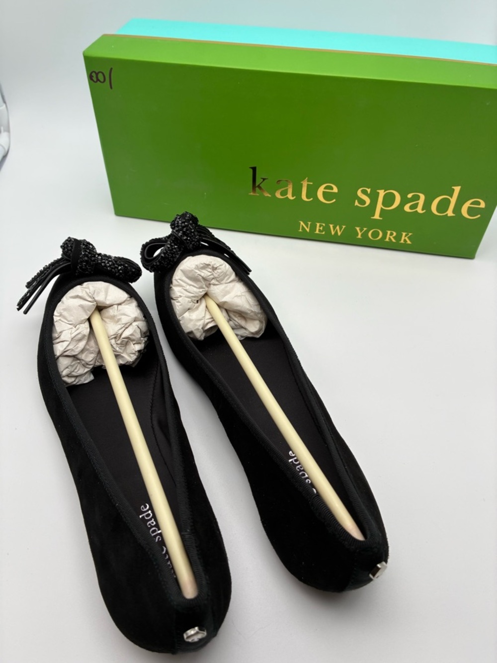 kate spade New York Black freya Bow Ballet Flats with box - Picture 2 of 6